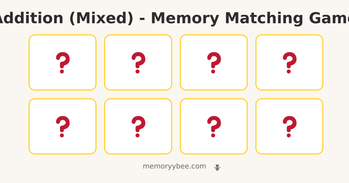 Addition (Mixed) - Memory Matching Game | Memoryy Bee