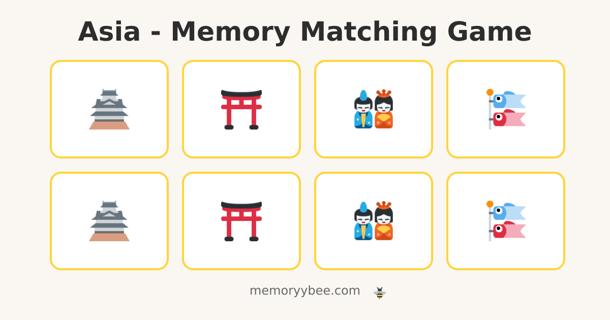 Asia - Memory Matching Game | Memoryy Bee