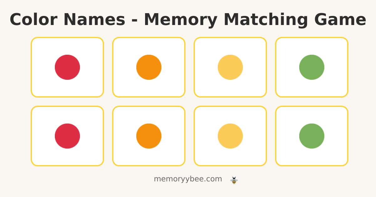 Color Names - Memory Matching Game | Memoryy Bee
