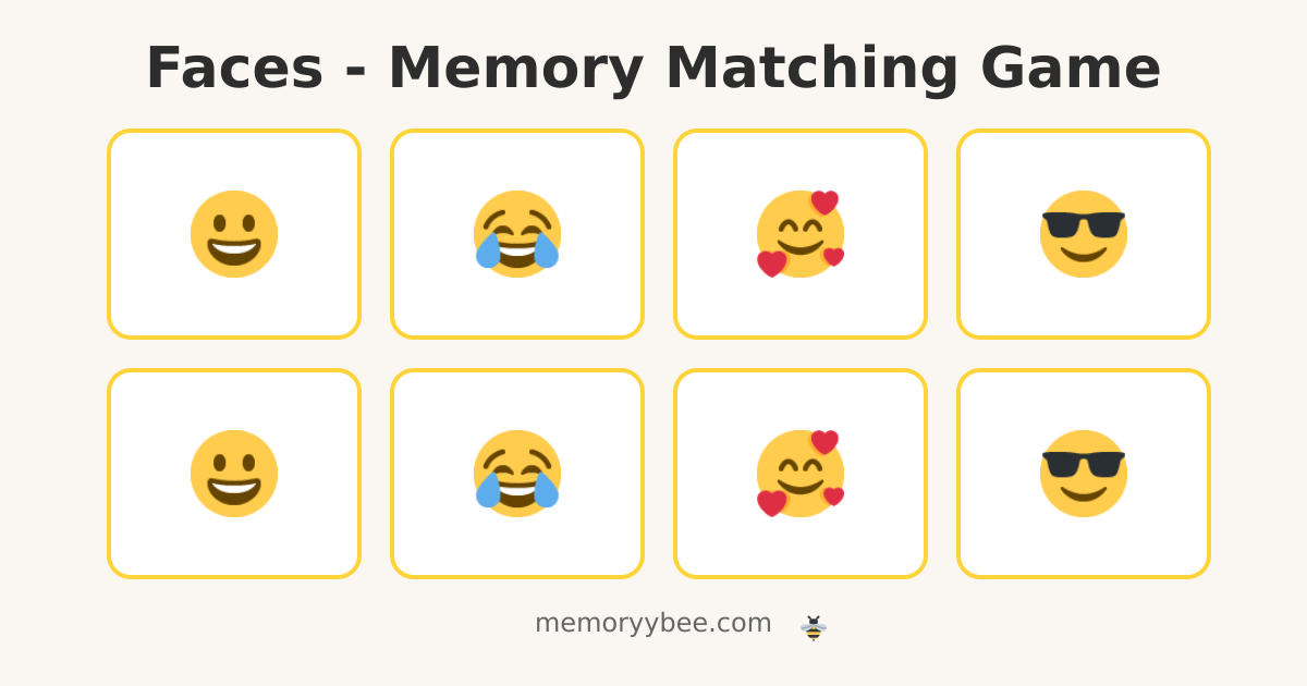 Faces - Memory Matching Game | Memoryy Bee