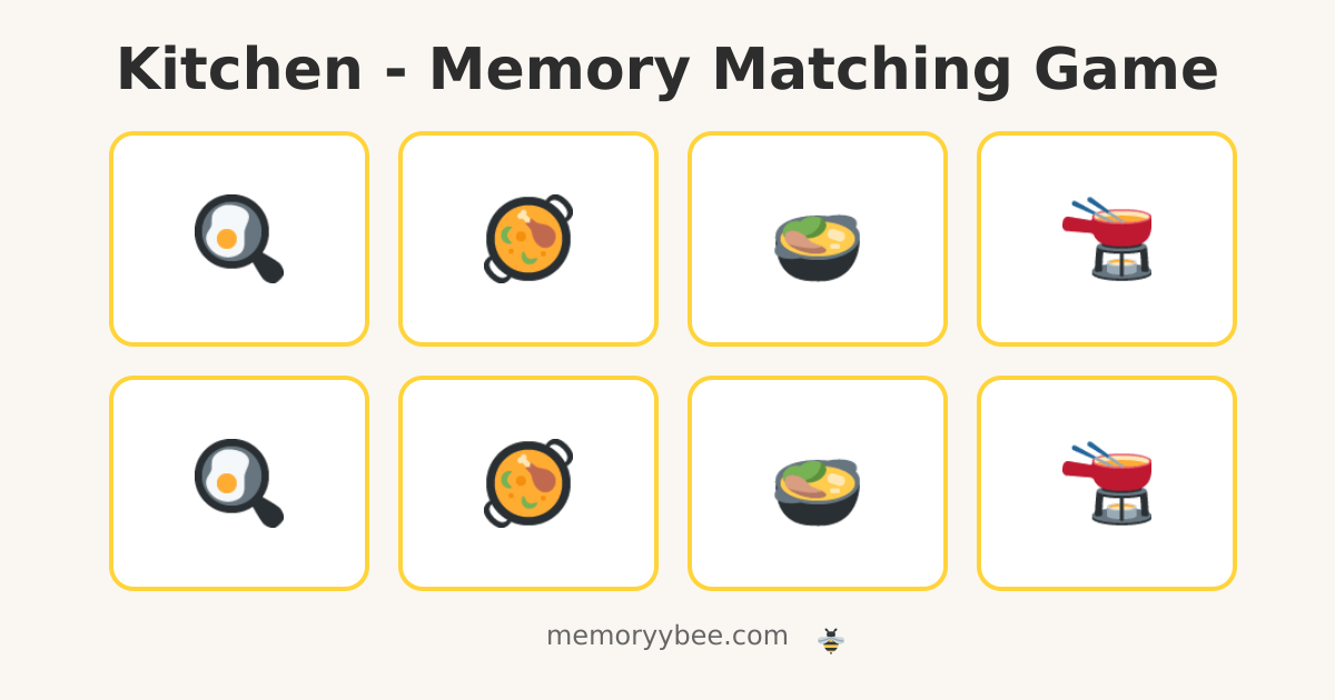 Kitchen - Memory Matching Game | Memoryy Bee