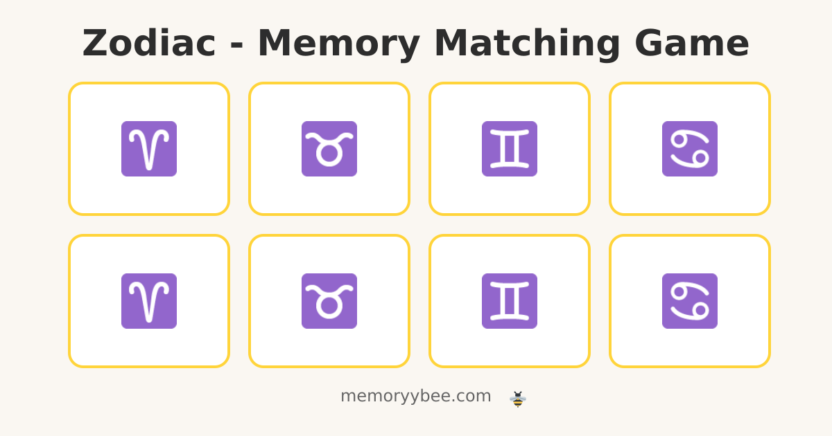 Zodiac - Memory Matching Game | Memoryy Bee